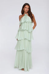 Dreamy Rosette Halter Maxi Dress Mint