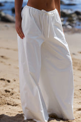 White Cotton Wide Leg Trousers