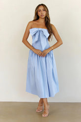 Poolside Whispers Halter Midi Dress Blue