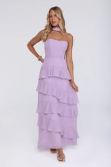 Sunset Reverie Strapless Maxi Dress Lilac