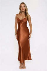Made For This Lace Satin Maxi Dress Bronze