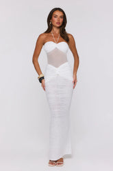 Blanco Halter Midi Dress White