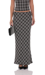 Plaid Maxi Skirt in Black