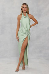Like A Trendsetter Halter Maxi Dress Sage