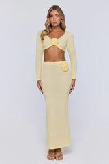 Sun Rose Knit Maxi Skirt Yellow