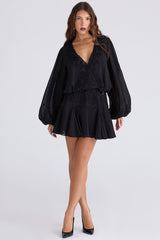 Black Hand Beaded Georgette Mini Dress - Limited Edition