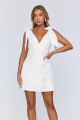 Cloud Nine Affair Embroidered Mini Dress White