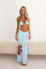 Sunlit Oasis Mesh Maxi Skirt Blue