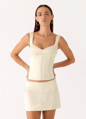 Posy Satin Top - Ivory