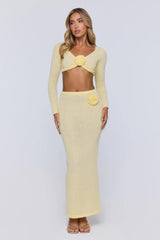 Sun Rose Knit Maxi Skirt Yellow