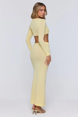 Sun Rose Knit Maxi Skirt Yellow